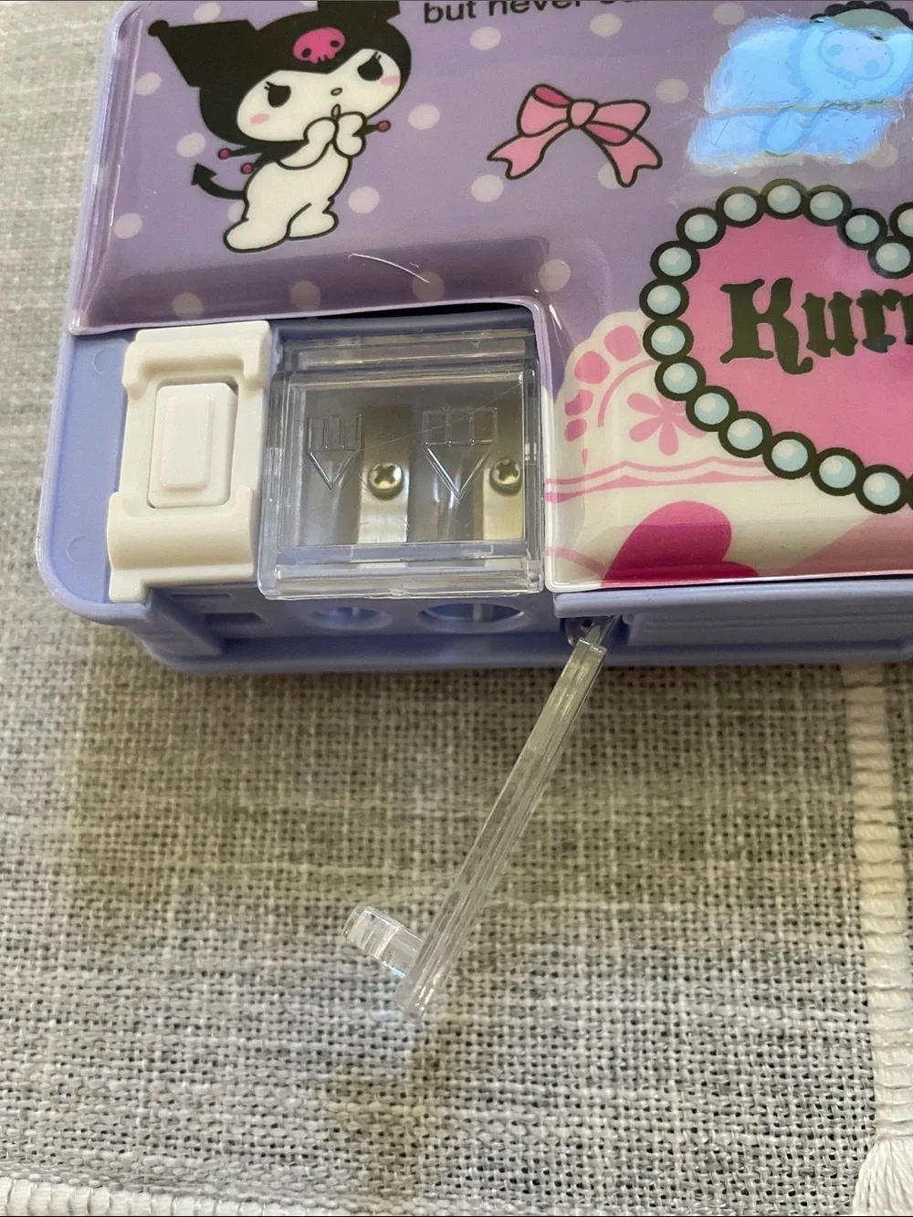 Kuromi Lavender Pencil Case with built in sharpener